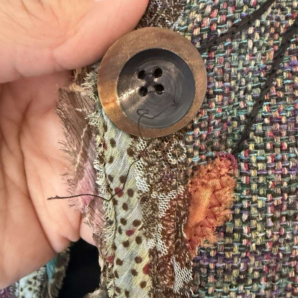 Vtg Canvasbacks Vest Art to Wear Floral Raw Edge Silk Granola Earthy Indie Boho - Picture 5 of 10